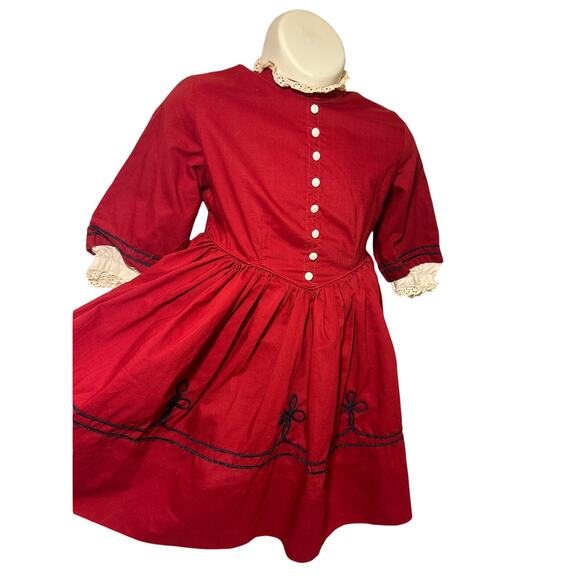 Vintage 50’s/60’s Girls Red Moppets Tea Party Dress, Colonial Style Dress, 3/4T - Picture 12 of 12